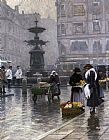 Paul Gustave Fischer Famous Paintings - The Storkespringvandet in Amagertorv